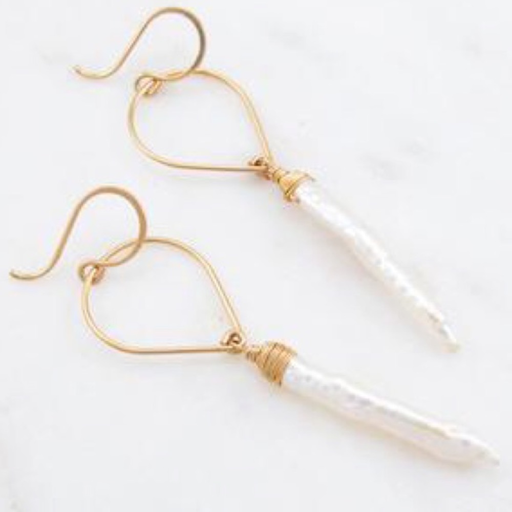 Amy Olsen Wrapped Stick Pearl Earrings